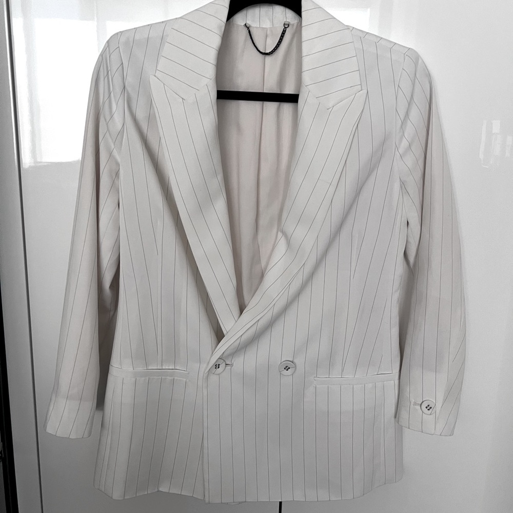 AllSaints White Pinstripe Black Blazer